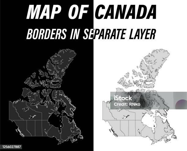 Detailed Map Of Canada With A Borders Educational Design Element Easy