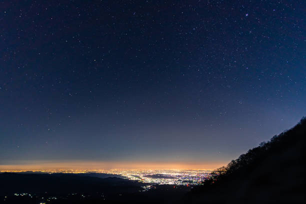 Starry night from the top of mt. Akagi Starry night from the top of mt. Akagi mt akagi stock pictures, royalty-free photos & images