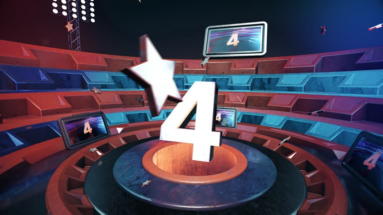 NUMBER 4, Top Ten Numbers Animation , Rendering, Background, rendering, background with opening floodlights