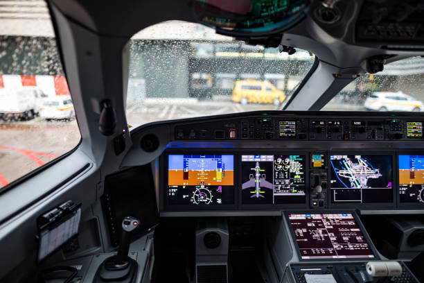 istock Large Screens in Modern Airliner Cockpit 1256036707