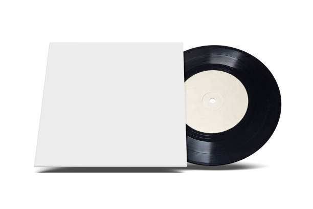 istock Vinyl single record in cardboard cover on white background. 1256037624