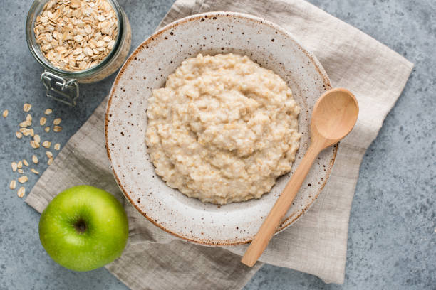 istock Oatmeal porridge in bowl 1256038356