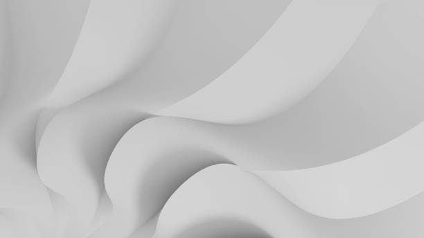 istock Modern realistic abstract parametric three-dimensional background of a set of wavy swirling white three-dimensional petals converging in a cent. 3D illustration 1256049398