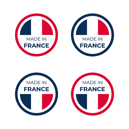 Made in France sign vector illustration for business and product label and badge design based on national flag