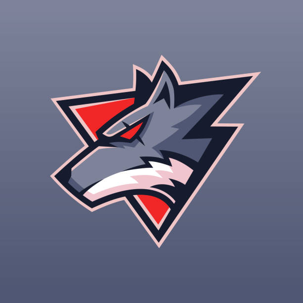 ilustraciones, imágenes clip art, dibujos animados e iconos de stock de bestia diseño del logotipo del equipo del lobo - perro salvaje