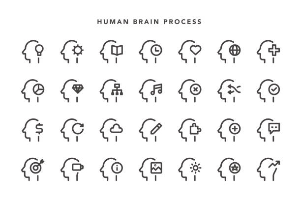 ilustrações, clipart, desenhos animados e ícones de ícones do processo cerebral humano - initiative