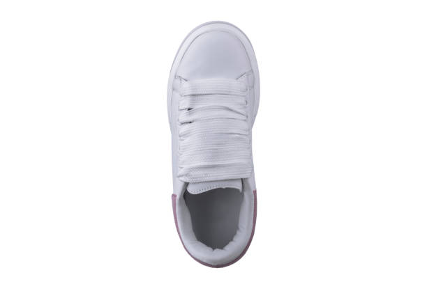 istock One white sneaker top view.Sports shoes. 1256059211