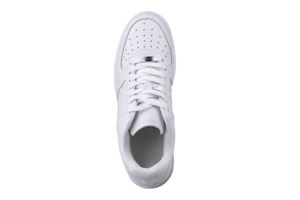 istock One white sneaker top view.Sports shoes. 1256059296
