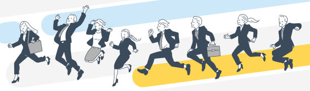 Businessmen and Business Woman Business Man Business Woman Jumps jumping illustrations stock illustrations