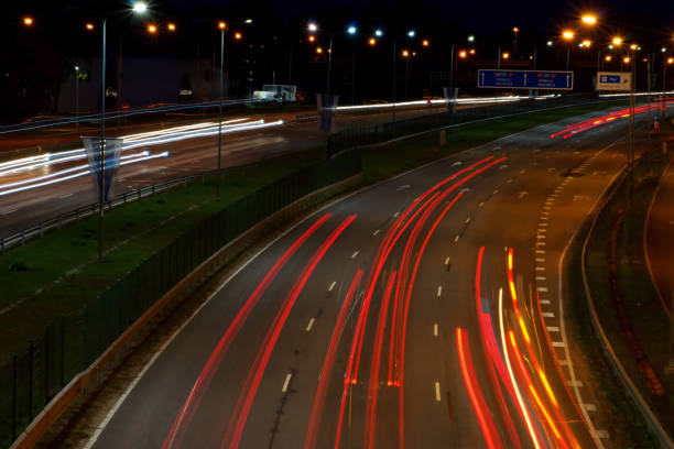 istock Lights trace from night traffic in the city 1256062522