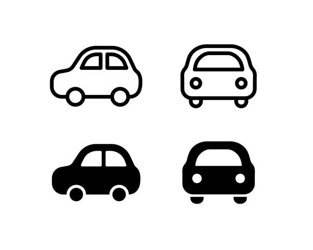 Set of flat and simple icons of cars Set of flat and simple icons of transportation land vehicle stock illustrations