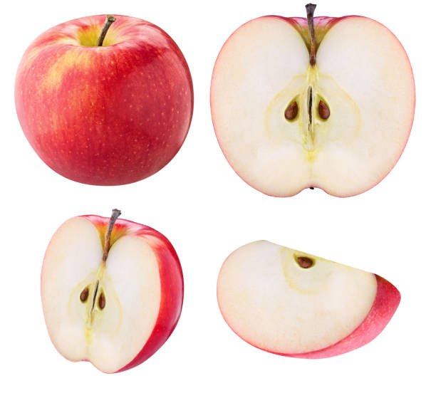 istock ripe red apple set isolated on a white 1256062810