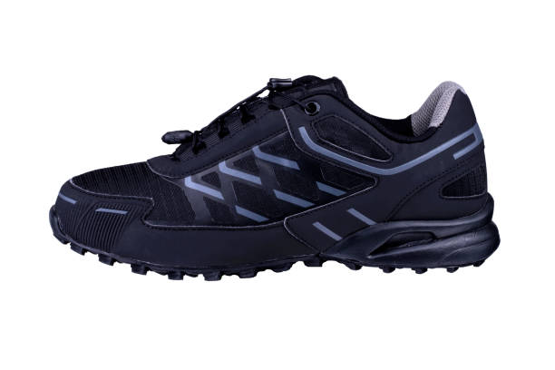 istock Black sneaker on a white background. Winter sneakers. 1256062890