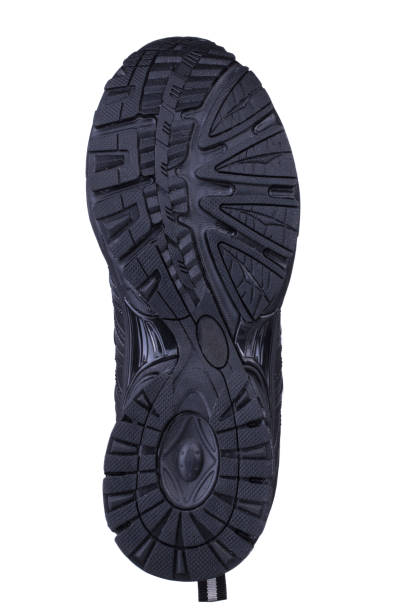 istock Black fluted shoe sole on a white background. 1256062911