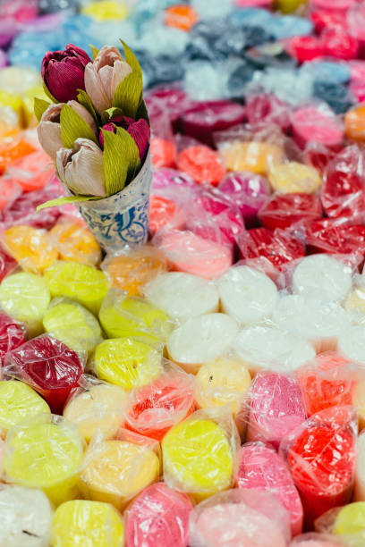 istock Foamiran is a decorative foamy material for creating artificial handmade flowers. decorative paper flowers 1256064424