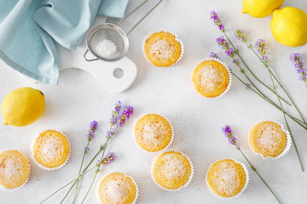 istock Lemon muffins with sugar powder 1256066454