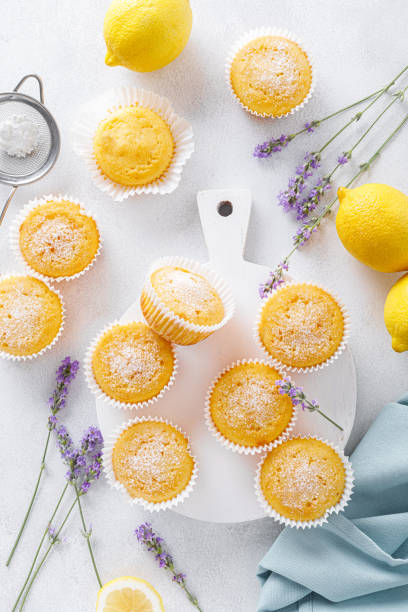 istock Lemon muffins with sugar powder 1256067349