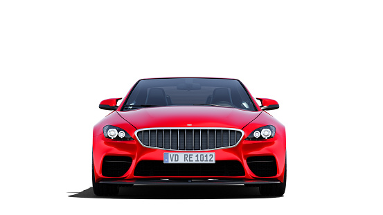 red generic sports car, isolated on white background,  3D, car of my own design.