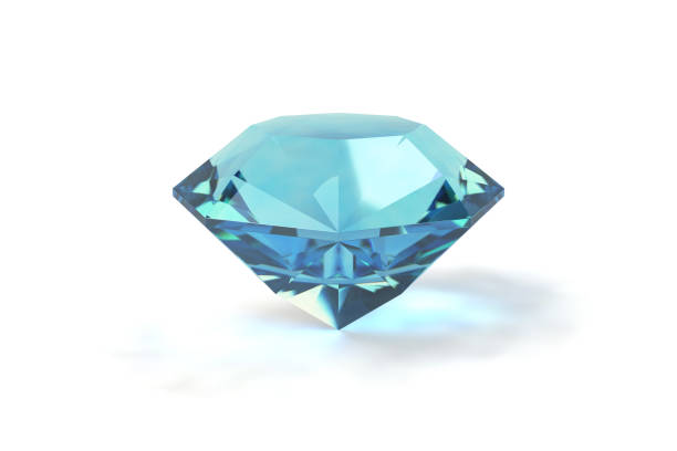 3D rendered image of blue gemstone, aquamarine. Isolated on white background.