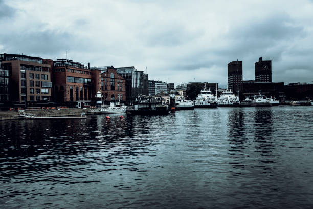 Aker Brygge Harbour And City Hall In Oslo, Norway