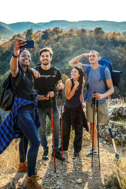 istock Friends doing a selfie during hiking 1256074494
