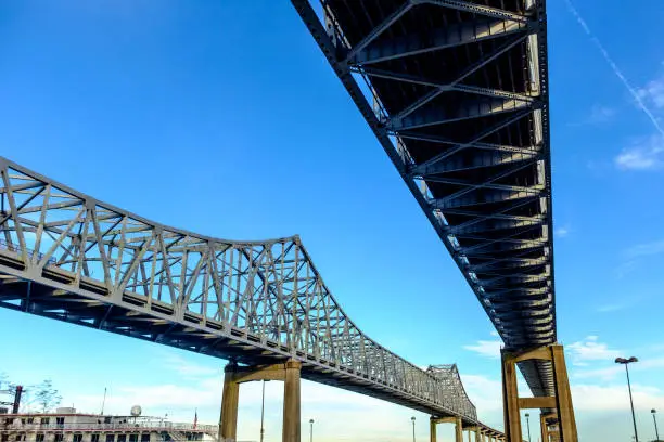 Photo of view of the Crescent City Connection, formerly known as the Greater New Orleans Bridge.