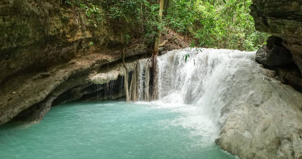 Tumalog Falls in the jungle near Cebu City, Philippines. stock photo