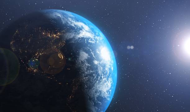 istock View of blue planet Earth in space. 1256078964