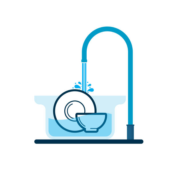 dish washing dish washing. eps 10 vector file wash dishes stock illustrations