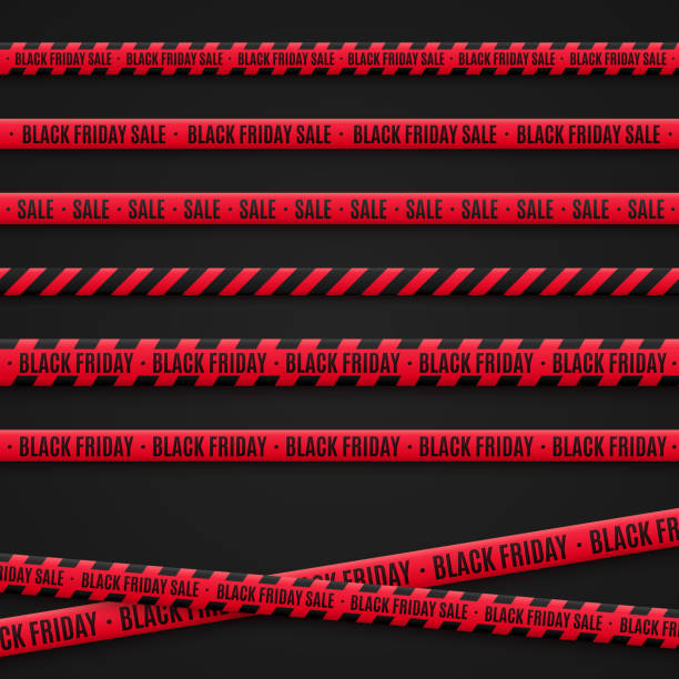 Red ribbons for sale black friday. Graphic elements. Vector illustration eps 10. Red ribbons for sale black friday. Graphic elements. Vector illustration eps 10. black friday sale banner stock illustrations