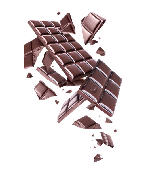 istock Whole and crushed chocolate bars in the air on a white background 1256081691