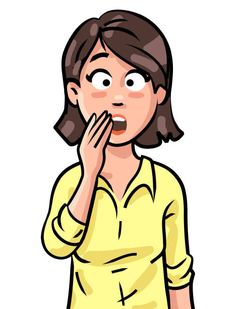 Shocked Young Woman Vector illustration of a shocked young woman with her mouth open and a hand on her face, isolated on white. Concept for shock, surprise, disbelief, fear and bad news. white background waist up looking at camera people stock illustrations