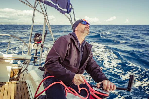 Adventure man sailing on Aadriatic sea