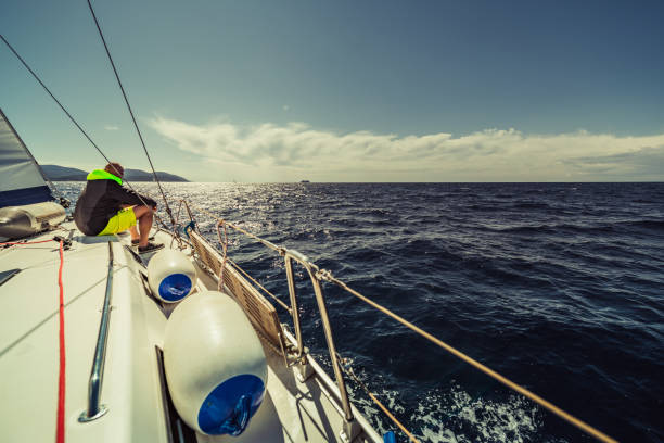 istock adventure man sailing on Aadriatic sea 1256095219