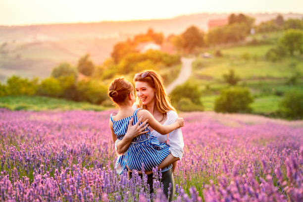 istock Happy family in lavender field 1256099203