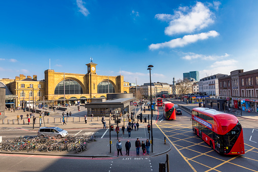 London, United Kingdom - Feb 24, 2018: This is Kings Cross railway station a famous station in London which provides trains to many parts of the country