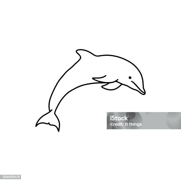 Outline Dolphin Doodle Black And White Illustration Stock Illustration -  Download Image Now - iStock