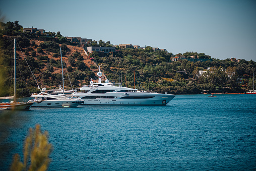 Luxury Yacht Anchored at Sea