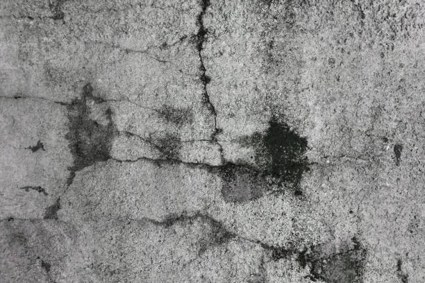 istock Old cracked stucco. Abstraction of a gray solution in construction. 1256108824