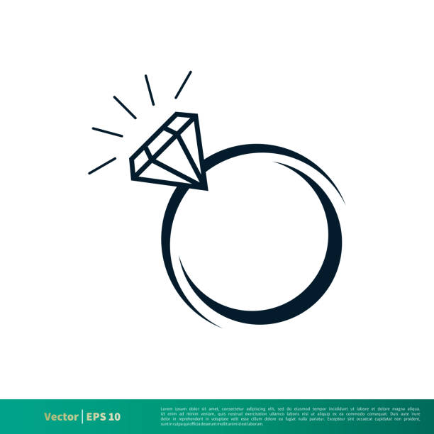 diamond ring icon vektör logo şablon i̇llüstrasyon tasarım eps 10. - elmas yüzük stock illustrations