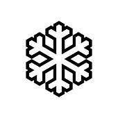 istock Snowflake outline pictogram, line icon isolated on a white background. 1256116177