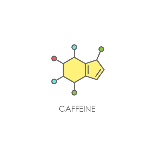 caffeine molecular structure. Good morning chemical formula. Coffee, inspiration, motivation symbol. caffeine molecular structure. Good morning chemical formula. Coffee, inspiration, motivation symbol. Vector line illustration isolated on white caffeine molecule stock illustrations