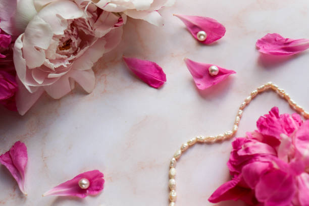 istock postcard mockup. pink peonies on a white background 1256117524