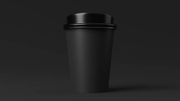 Black hot coffee cup. stock photo