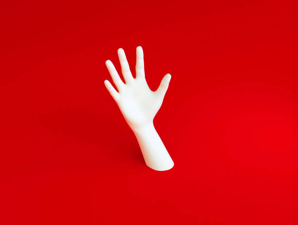 istock Hand of the person seeks help. Hand calling for help. Asking for help concept. 3d illustration 1256120924