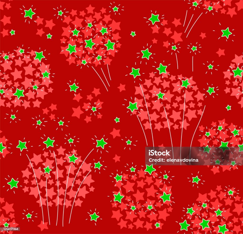 Red Firework Pattern Fireworks Seamless Pattern Color Red Stock Illustration - Download ...