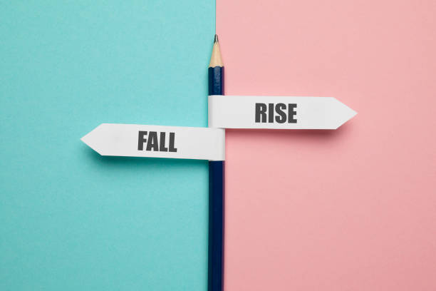 istock Pencil - direction indicator - choice of fall or rise 1256121677
