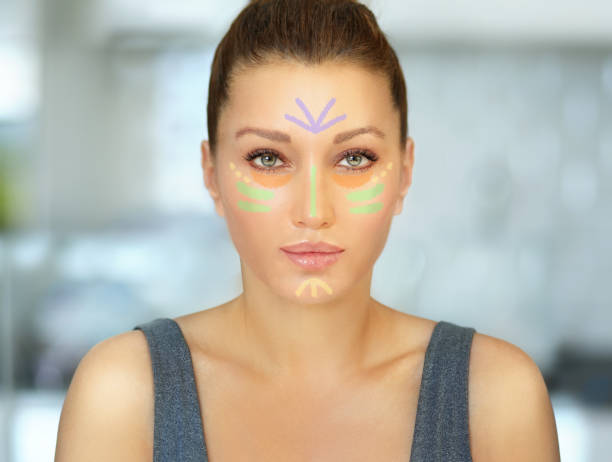 Сoverage foundation and concealer . Contouring.Make up woman face. Сoverage foundation and concealer . Contouring.Make up woman face. concealer stock pictures, royalty-free photos & images