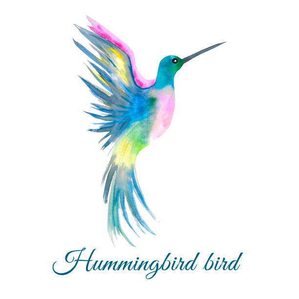 istock Watercolor illustration. Image of a bright hummingbird bird 1256122775