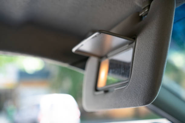 istock Mirror above the head of a car driver 1256123068